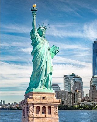 new york city with statue of liberty