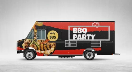 red wrap on food truck