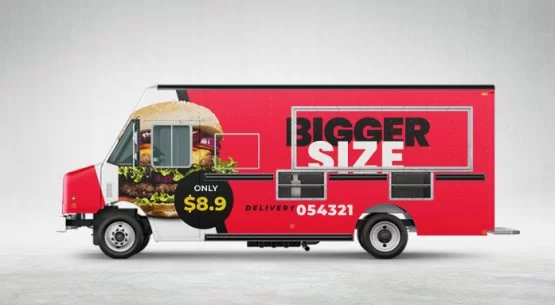 food truck wrapped with burger image